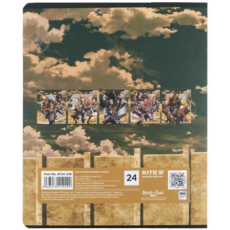 Набір зошитів 24 арк. клітинка Attack on Titan Season 1-3 5 шт. KITE - фото 6
