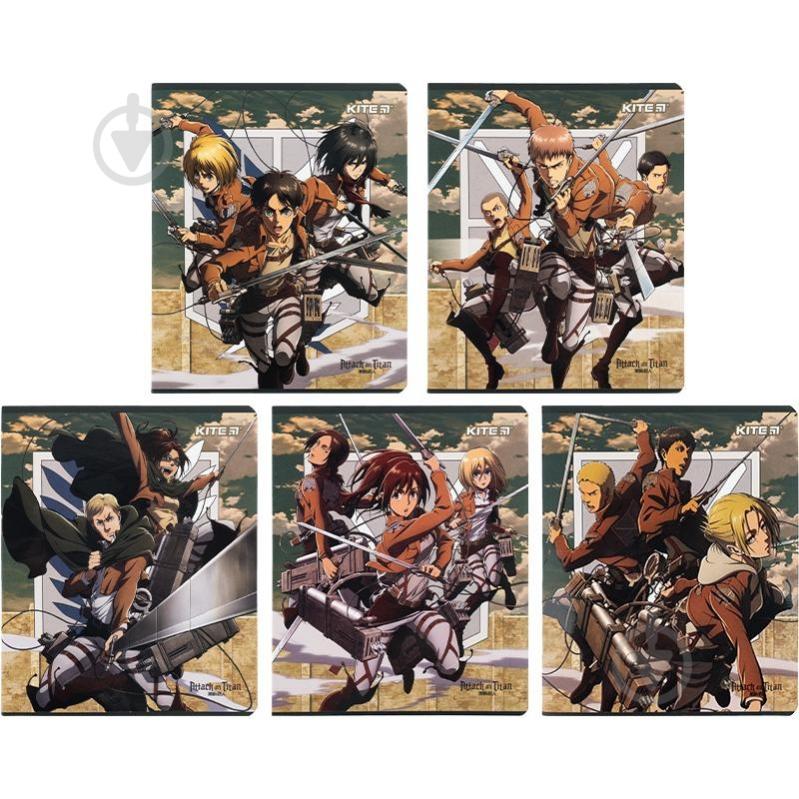 Набір зошитів 24 арк. клітинка Attack on Titan Season 1-3 5 шт. KITE - фото 1