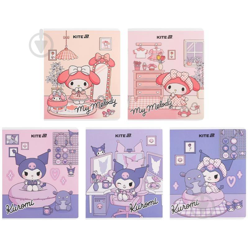 Набір зошитів 24 арк. клітинка Kuromi 5 шт. KITE - фото 1