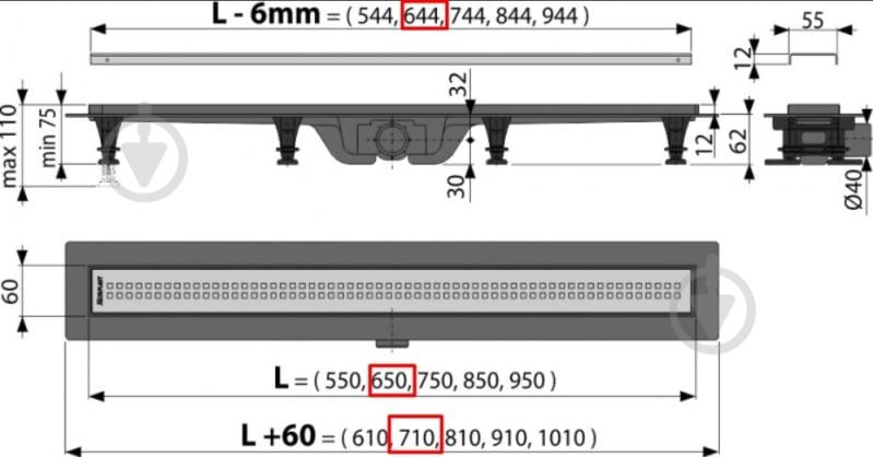 Линейный трап для душа Koller Pool Poo G9-650 - фото 2