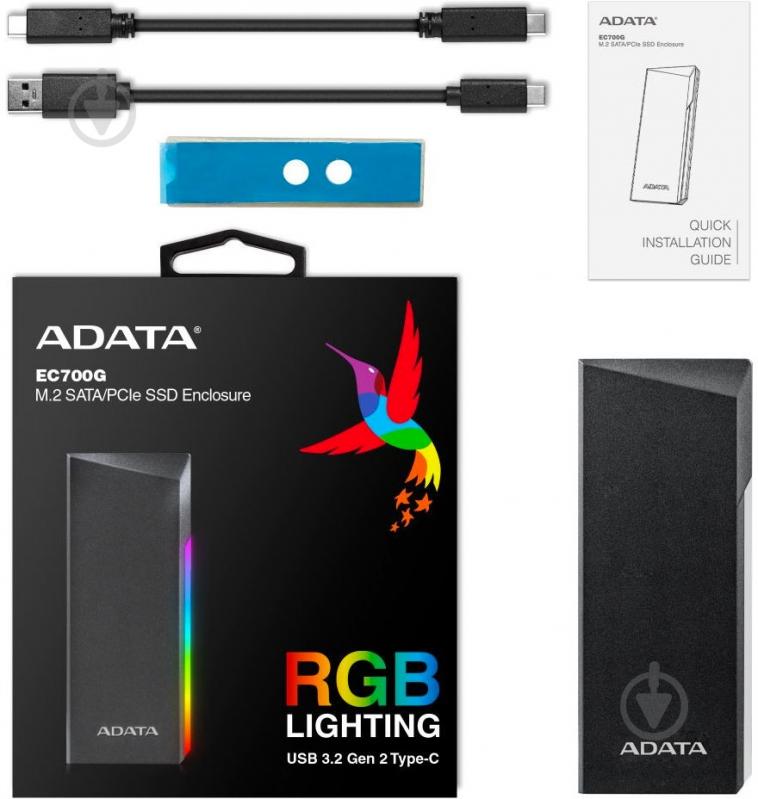 Карман ADATA для SSD ACC ENCLOSURE M.2 AEC700GU32G2-CGY - фото 8