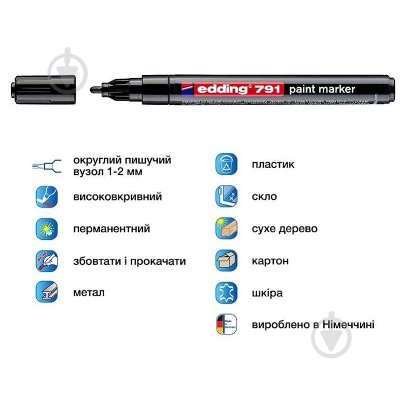 Маркер Edding Paint 1-2 мм круглый черный e-791/01n - фото 2