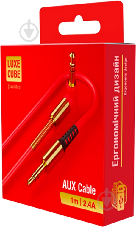 Кабель Luxe Cube AUX Spring Red 1 м червоний (8886668686198) - фото 2