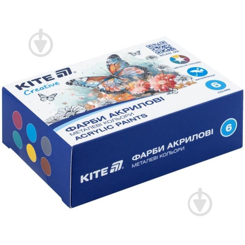 Набор акриловых красок 6 металлических цветов Creative K-273 20 мл KITE - фото 1 Набор акриловых красок 6 металлических цветов Creative K-273 20 мл KITE - фото 1