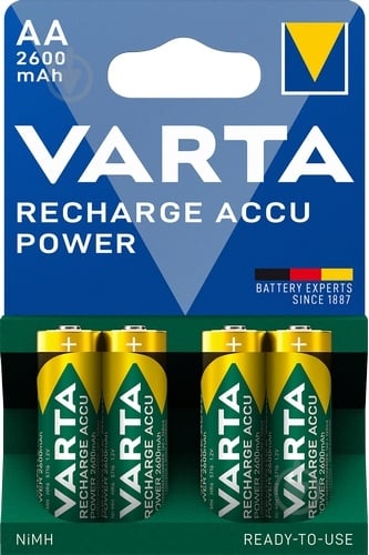 Акумулятор Varta Rechargeable Accu 2600 mAh 4 Ni-MH (READY 2 USE) AA (пальчикові) 4 шт. (5716101404) - фото 1 Акумулятор Varta Rechargeable Accu 2600 mAh 4 Ni-MH (READY 2 USE) AA (пальчикові) 4 шт. (5716101404) - фото 1