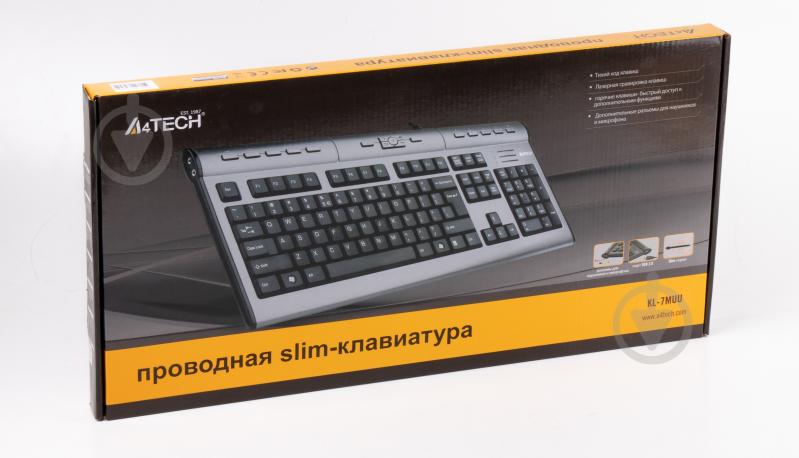 Клавиатура A4Tech (KL-7MUU USB (Silver Grey)) grey - фото 3 Клавиатура A4Tech (KL-7MUU USB (Silver Grey)) grey - фото 3
