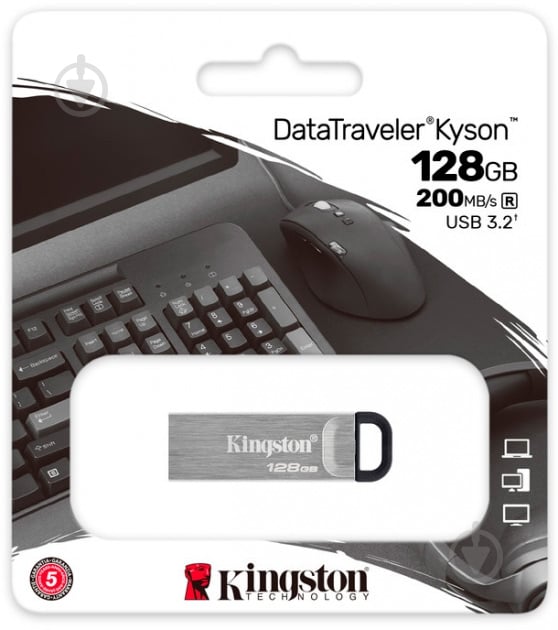 Накопичувач Kingston DT KYSON 128 ГБ USB 3.2 (DTKN/128GB) - фото 4