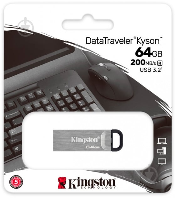 Накопичувач Kingston DT Kyson 64 ГБ USB 3.2 (DTKN/64GB) - фото 4