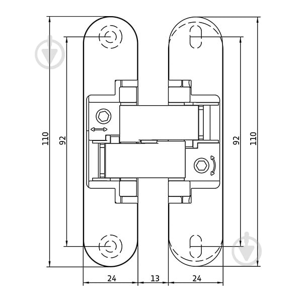 Петля MVM AN 140 3D BLACK AN 140 3D BLACK універсальна 110x24x24 мм чорний універсальна 1 шт. - фото 2