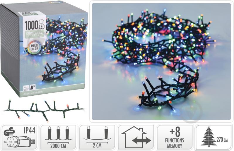 Електрогірлянда різнокольорова вбудований світлодіод (LED) 1000 ламп 23 м - фото 1