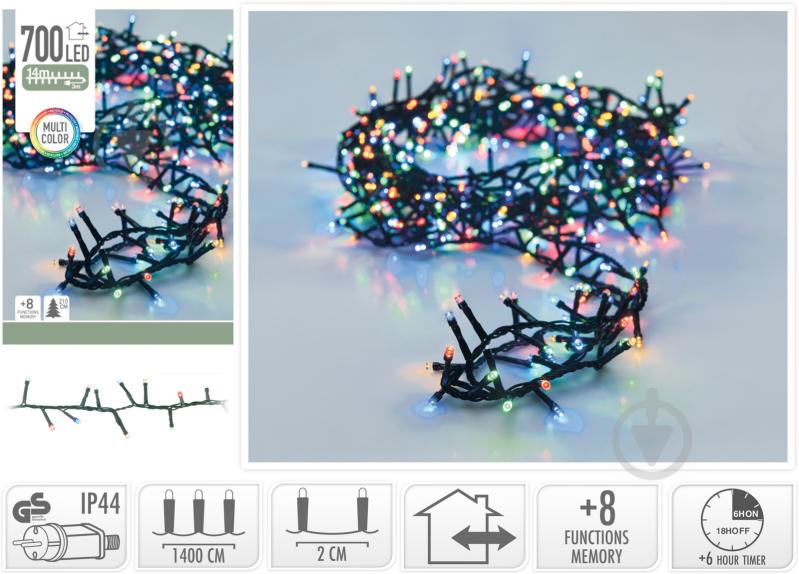 Електрогірлянда різнокольорова вбудований світлодіод (LED) 700 ламп 17 м - фото 1