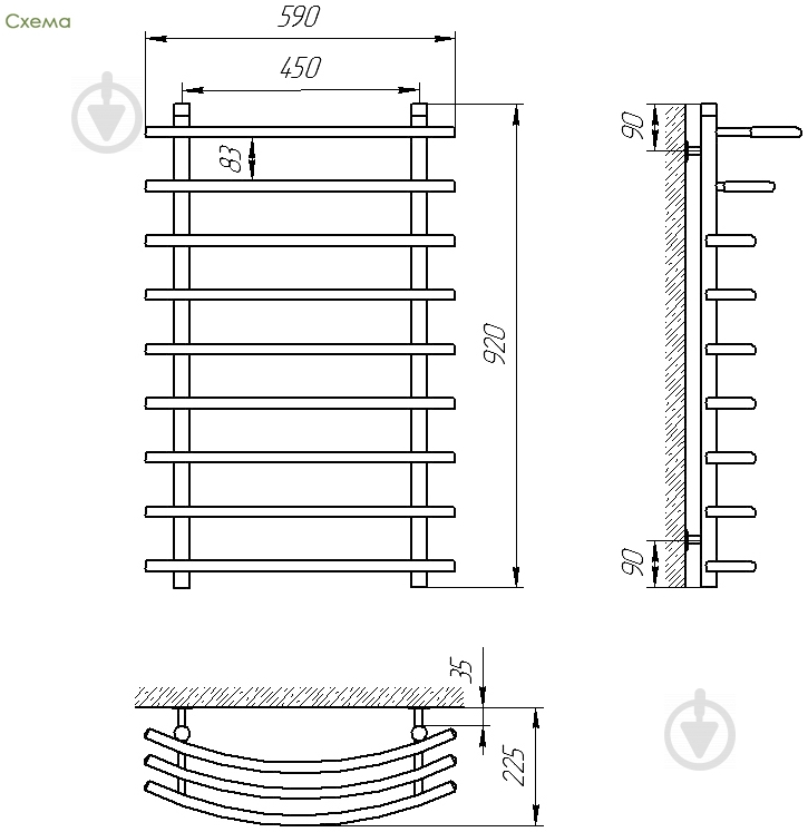 Рушникосушарка водяна Laris Каскад П9 450х900 71207251 - фото 6