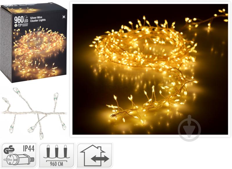 Електрогірлянда тепло-білий вбудований світлодіод (LED) 960 ламп 9,6 м - фото 1 Електрогірлянда тепло-білий вбудований світлодіод (LED) 960 ламп 9,6 м - фото 1