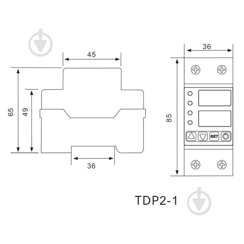 Реле напруги та струму TosunLux TDP2-1 40А 1NO 230В - фото 2