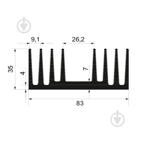 Профіль 83х35 мм 1 м алюміній/срібло - фото 2