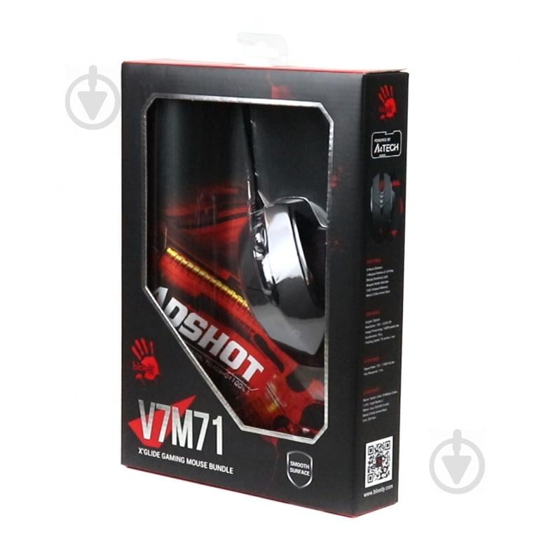 Мишка A4Tech V7M71Bloody + ігровий килимок Bloody B-071 black - фото 4