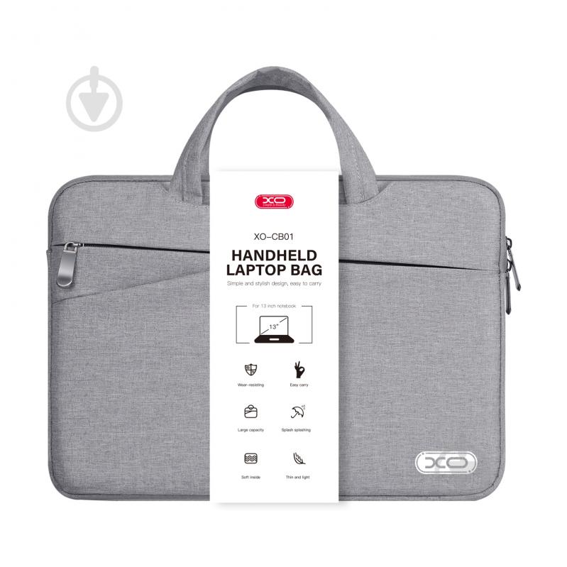Сумка для ноутбука Xo 13" grey (CB01-13.grey) - фото 1 Сумка для ноутбука Xo 13" grey (CB01-13.grey) - фото 1