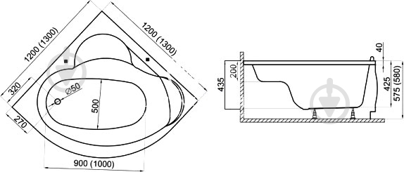 Ванна акриловая Polimat Standard 120х120 см - фото 3