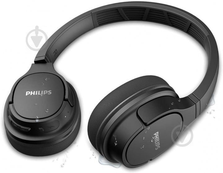 Навушники Philips ActionFit TASH402 Over-Ear IPX4 Wireless Mic black (TASH402BK/00) - фото 2