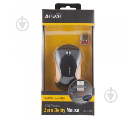 Мышка A4Tech G3-270N (Black+Orange) orange - фото 3