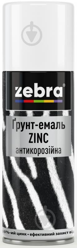 Эмаль-грунт ZEBRA ZINC антикоррозионная 17 серый мат 400 мл - фото 1