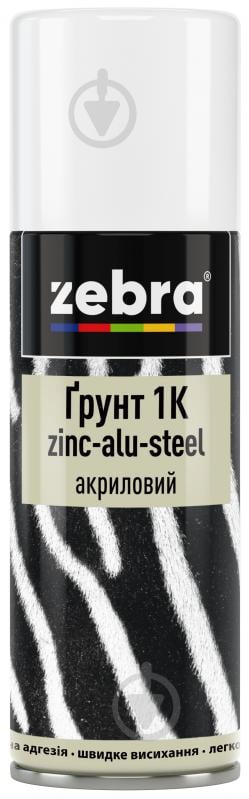 Грунт аэрозольный ZEBRA 1К zinс-alu-steel акриловый 16 светло-серый мат 400 мл - фото 1