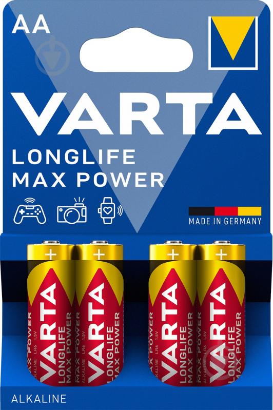 Батарейка Varta Longlife Max Power AA (R6, 316) 4 шт. (04706101404) - фото 1