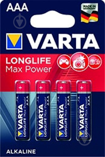 Батарейка Varta Longlife Max Power AAA (R03, 286) 4 шт. (04703101404) - фото 2