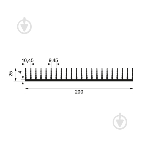 Профиль 200х25 мм 2 м алюминий/серебро - фото 2