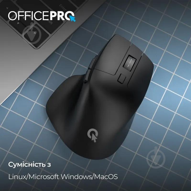 Миша OfficePro M395B Silent Click Ergonomic Wireless black (M395B) - фото 3