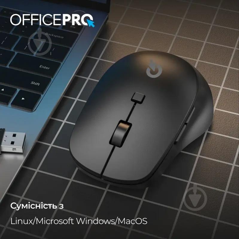 Миша OfficePro M305B Silent Click Ergonomic Wireless black (M305B) - фото 3