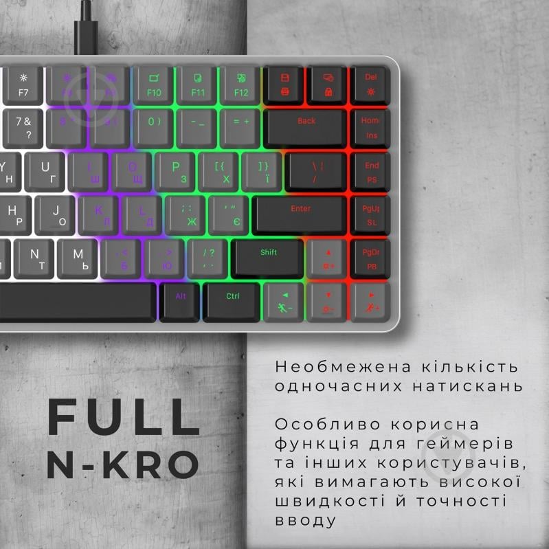 Клавиатура игровая GamePro MK140R Red Swich Low Profile (MK140R) grey - фото 6