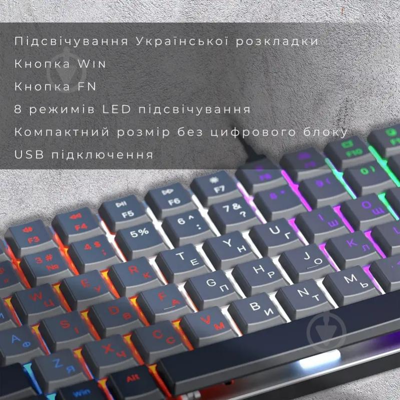 Клавиатура игровая GamePro MK140R Red Swich Low Profile (MK140R) grey - фото 8