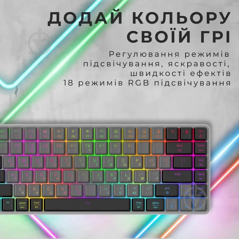 Клавиатура игровая GamePro MK230R Red Swich Low Profile Wireless / Bluetooth / USB (MK230R) grey - фото 4