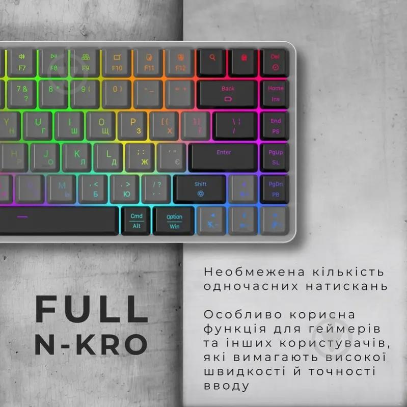 Клавиатура игровая GamePro MK230R Red Swich Low Profile Wireless / Bluetooth / USB (MK230R) grey - фото 6