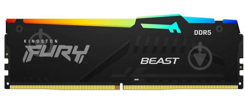 Оперативная память Kingston DDR5 SDRAM 32 GB (1x32GB) 5200 MHz (KF552C40BBA-32) Beast Black RGB - фото 1