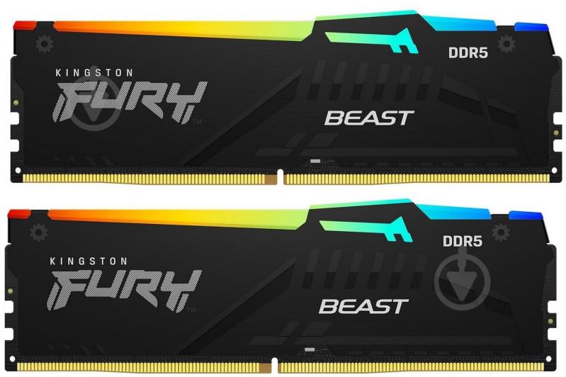 Оперативна пам'ять Kingston DDR5 SDRAM 32 GB (2x16GB) 6000 MHz (KF560C40BBAK2-32) FURY Beast RGB - фото 1