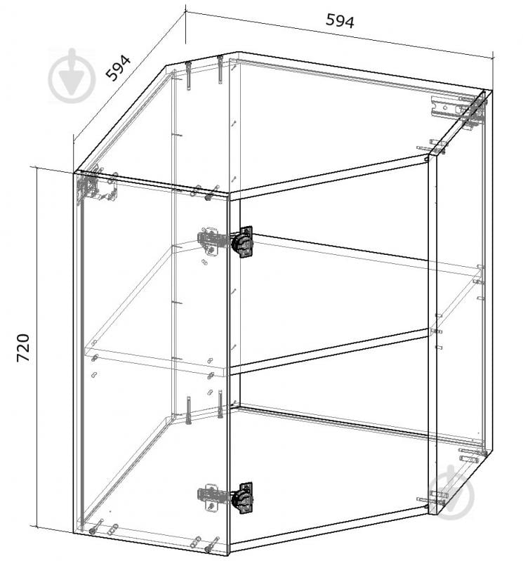 Шкаф верхний угловой 600x720x600 мм клен - фото 2
