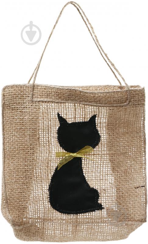 Сумка подарункова з мішковини Кішка 18х7х18 см - фото 1 Сумка подарункова з мішковини Кішка 18х7х18 см - фото 1