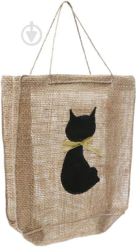 Сумка подарункова з мішковини Кішка 21х7х23 см - фото 2 Сумка подарункова з мішковини Кішка 21х7х23 см - фото 2