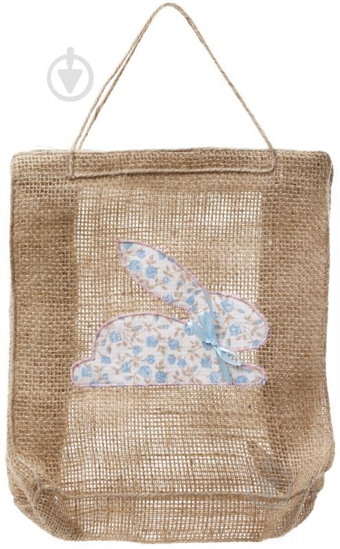 Сумка подарункова з мішковини Зайчик 21х7х23 см - фото 1 Сумка подарункова з мішковини Зайчик 21х7х23 см - фото 1