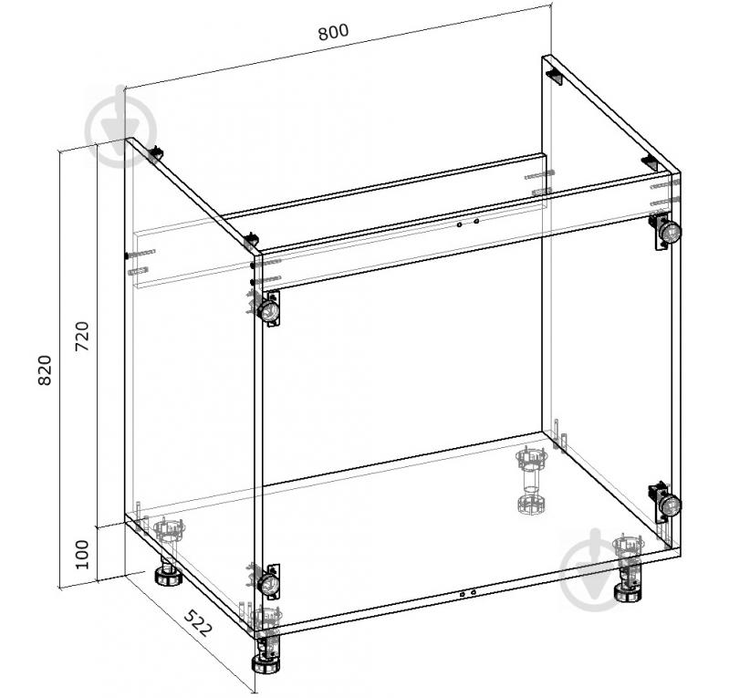 Тумба нижняя под мойку 800x820x522 мм клен - фото 2