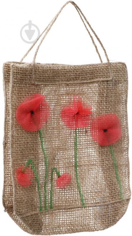 Сумка подарункова з мішковини Маки 18х7х18 см - фото 2 Сумка подарункова з мішковини Маки 18х7х18 см - фото 2