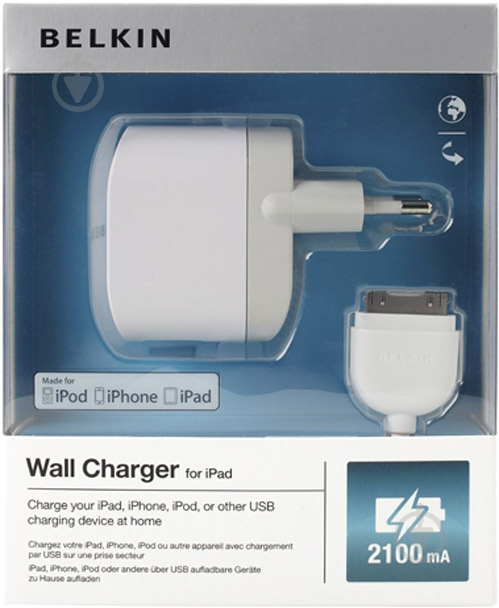 Мережевий зарядний пристрій Belkin USB Charger Apple 30-pin сable, USB 2.1Amp (F8Z630CW04) - фото 2