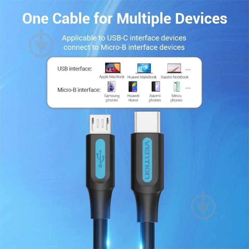 USB-кабель Vention USB 2.0 Type-C M - Micro USB M 1,5 м чорний (COVBG) - фото 5