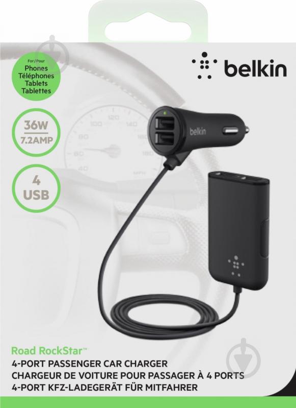 Зарядний пристрій у машину Belkin Road Rockstar USB Charger Black (F8M935bt06-BLK) - фото 3