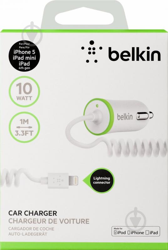 Зарядное устройство в автомобиль Belkin USB Charger Lightning cable White (F8J074btWHT) - фото 2