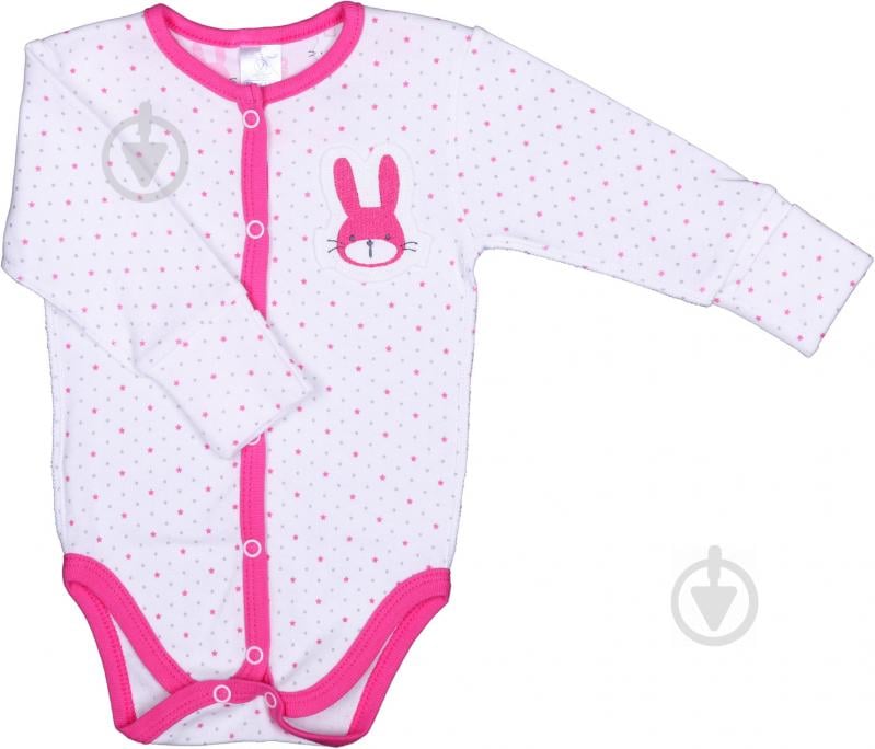 Боді дитяче для дівчинки Baby Veres Hello Bunny р.62 рожевий із білим - фото 1