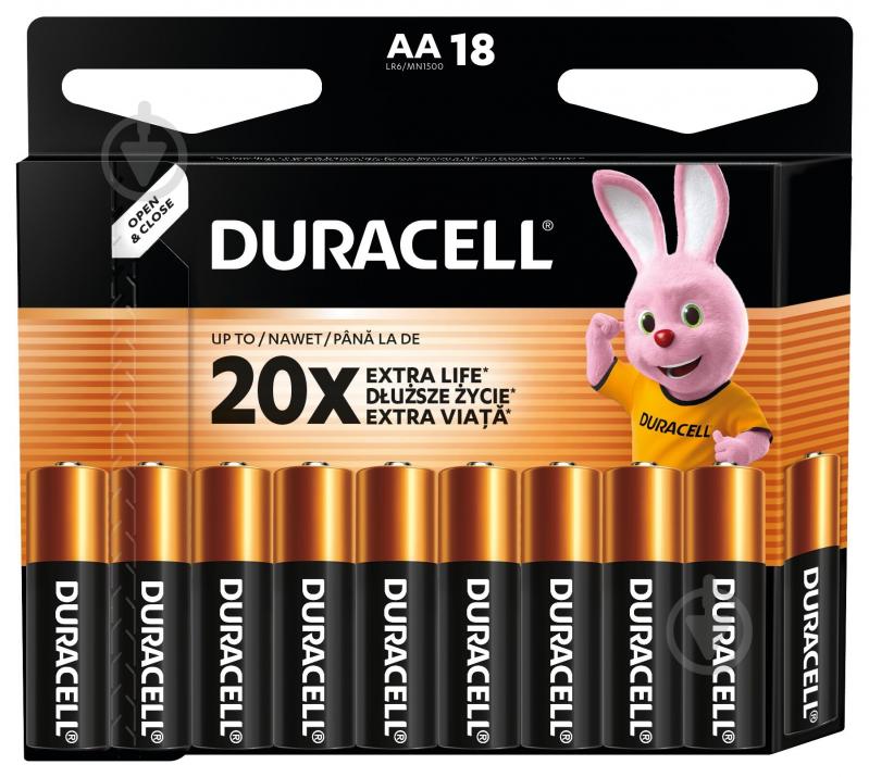 Батарейки щелочные Duracell MN1500 AA (пальчиковые) 18 шт. - фото 2 Батарейки щелочные Duracell MN1500 AA (пальчиковые) 18 шт. - фото 2