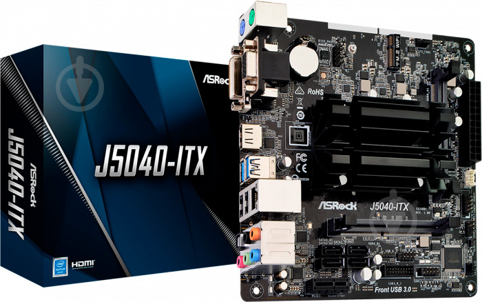 Материнська плата ASRock J5040-ITX (Integrated CPU, SoC, mini ITX) - фото 5